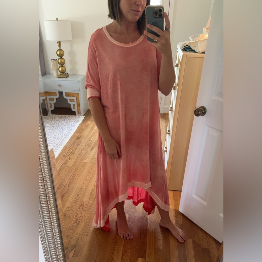 Anthropologie Coral High-Low Robe